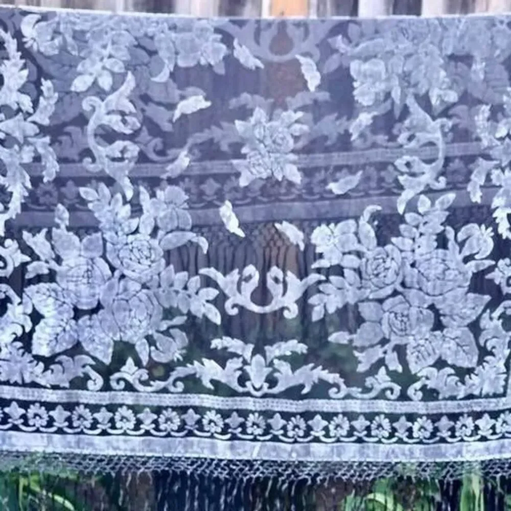 Maya Matazaro Rare Silk and Burnout Velvet Piano Shawl